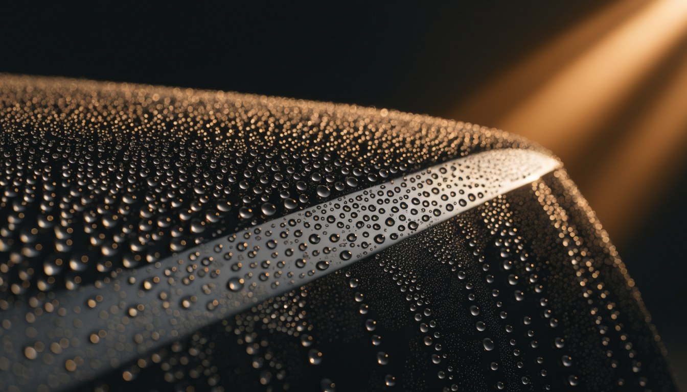 Water beading on hydrophobic top coat